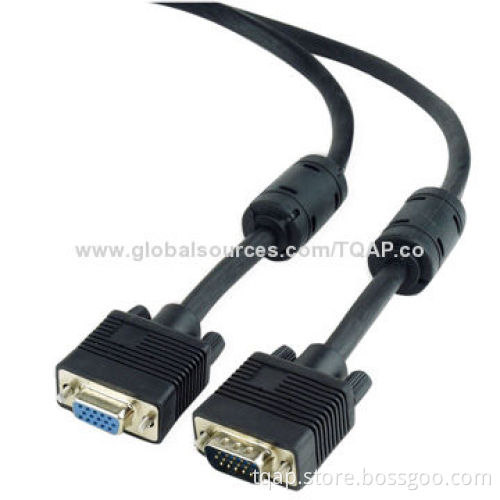 Premium VGA-Ext.HD15M/HD15F dual-shielded with 2*ferrite 1.8m cable